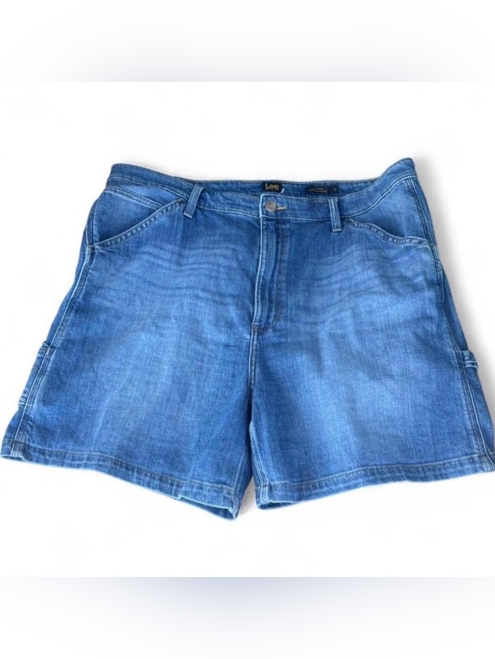 LEE WOMENS SZ 35  Classic high-rise Denim cargo Shorts dungaree